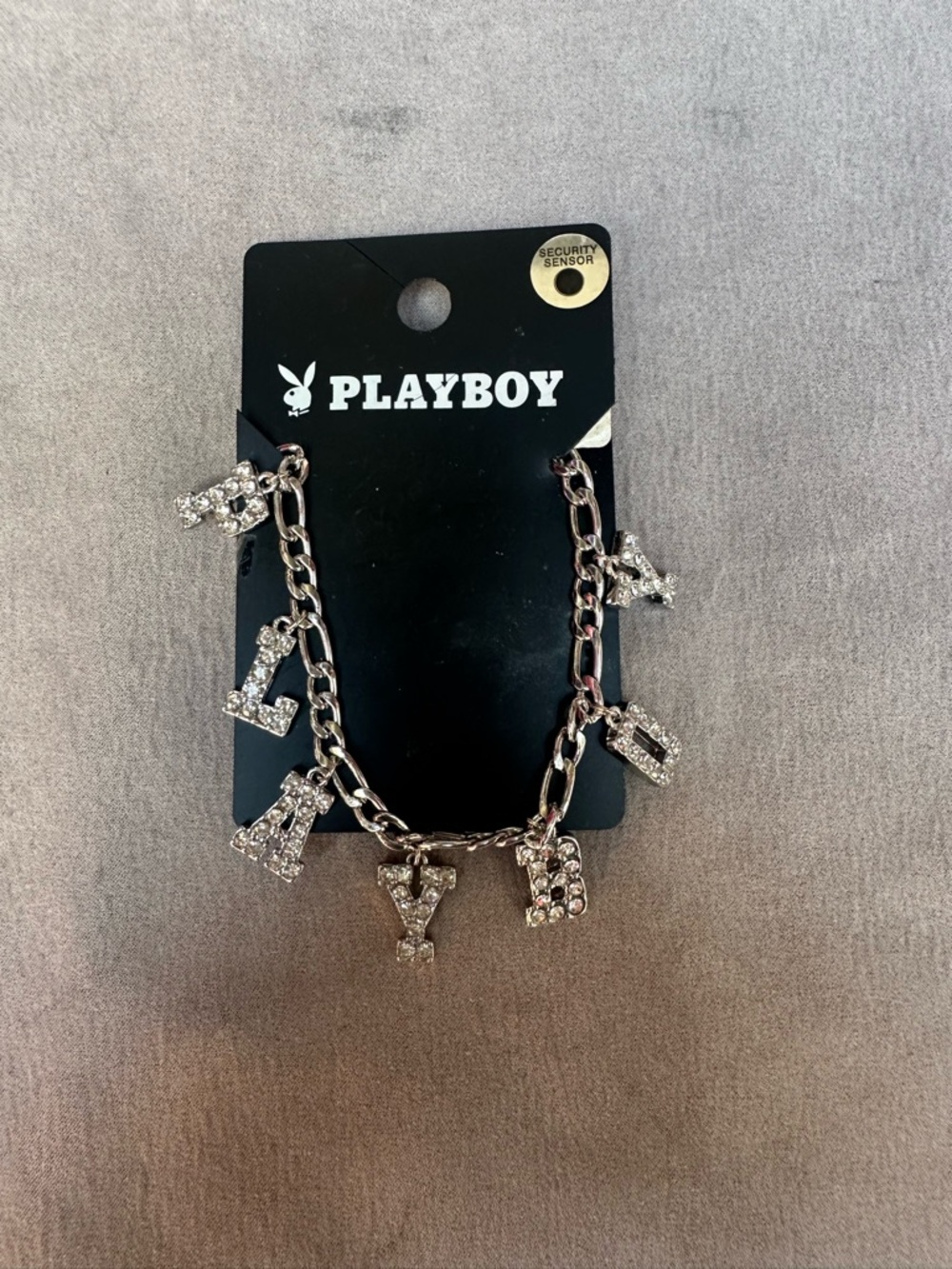 PLAYBOY Silver Crystal Letter Charm Bracelet